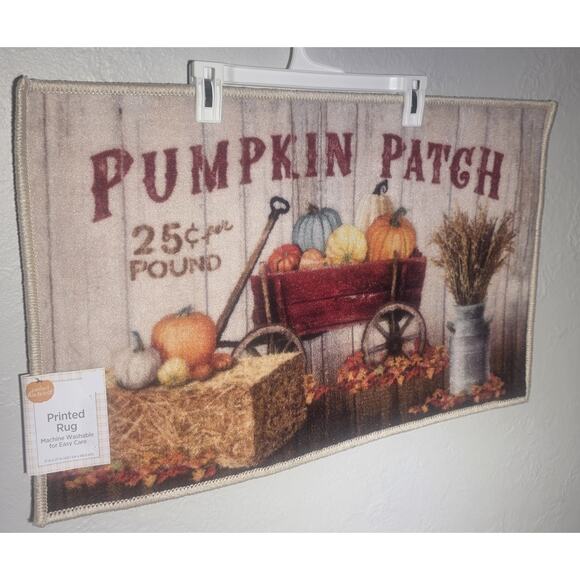 Perfect Harvest “pumpkin Patch” Fall Thanksgiving Rug Lightweight 17”x27” - Picture 1 of 5